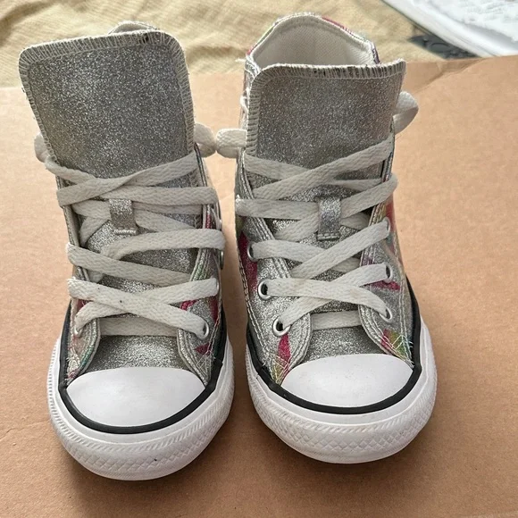 Converse All-Star Silver High-Top Sneakers - Picture 1 of 7